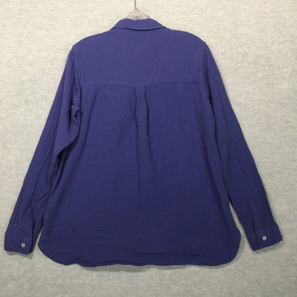 Jessica Simpson S Purple Gauze Muslin Button-Up Shirt Long Sleeve 100% Cotton - Picture 3 of 12